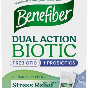 Benefiber Dual Action Biotic Plus Stress Relief – 18 Stick Packs | Mixed Berry Flavor