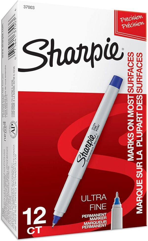 SHARPIE Ultra-Fine Point Permanent Markers – Blue Ink (12-Pack)